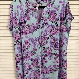 Dear Scarlett Purple and Pink Floral Women's Blouse